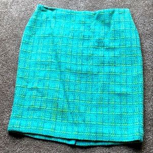 Vince Camuto size 4 tweed skirt blue green yellow
